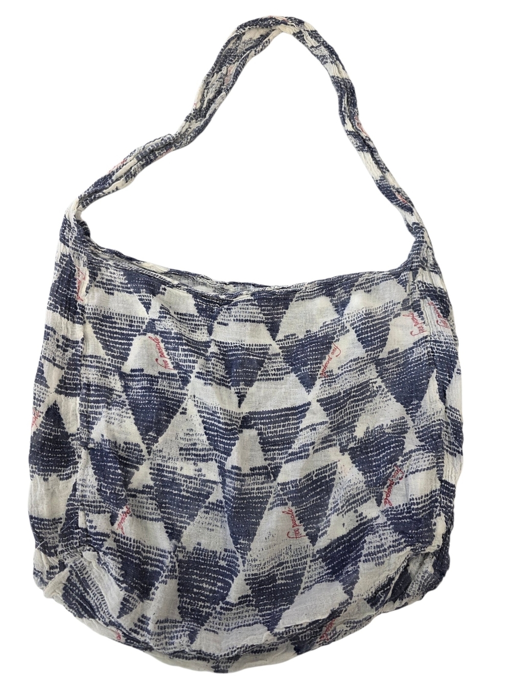 Free People Navy and Cream Geometric Canvas bohemian Crossbody Bag